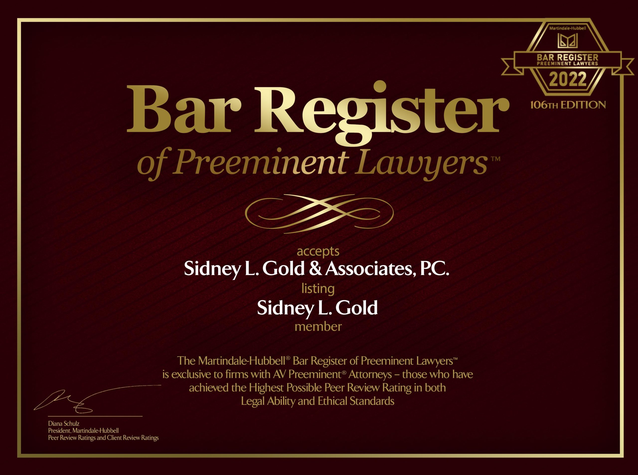 Sid Gold 2022-Bar Register Preeminent Lawyers